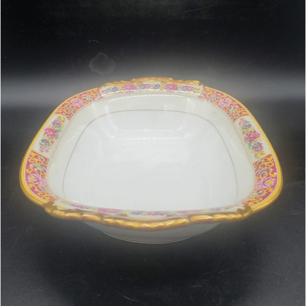 Vintage Vignaud Loesers Limoges France Oval Vegetable Bowl Hand Painted 10
